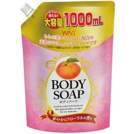 Крем-мыло для тела "Wins Body Soap peach" с экстрактом листьев персика и богатым ароматом (мягкая упаковка) 1000 мл / 10