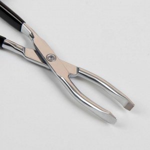 Пинцет в форме ножниц, прорезиненные ручки, 9 см, в блистере, цвет чёрный/серебристый