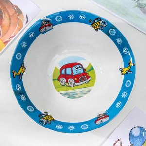 Набор посуды детский «Транспорт», 3 предмета: кружка 240 мл, тарелка d=19 см, миска d=18 см, в подарочной упаковке