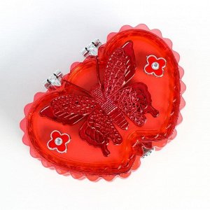 Шкатулка пластик "Двойное сердце с бабочкой" МИКС 5х12х8,5 см