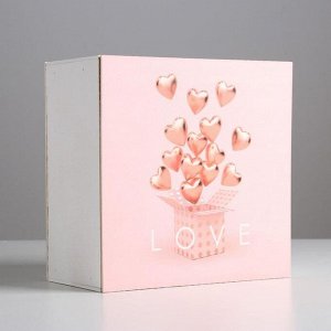 Ящик  деревянный подарочный «Люблю», 20 * 20 * 10  см