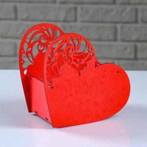 Кашпо деревянное "Сердце ажурное", красный, 188.614 см
