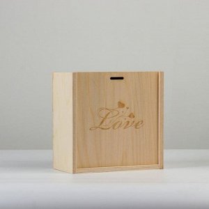 Коробка пенал подарочная деревянная, 20*20*10 см "Love", гравировка