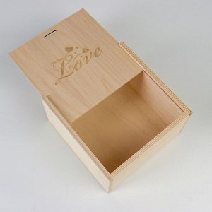 Коробка пенал подарочная деревянная, 20x20x10 см "Love", гравировка