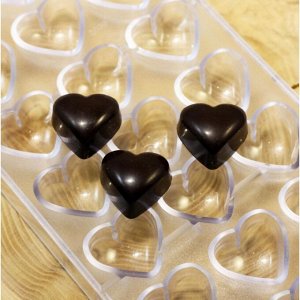 Форма для шоколада 21 ячейка "Сердечки"
