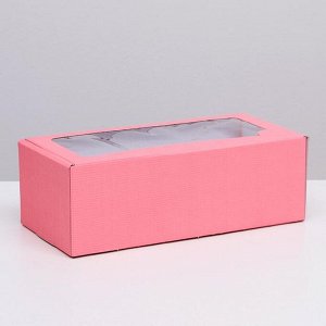 Коробка самосборная, с окном, розовая, 16 х 35 х 12 см  МИКС