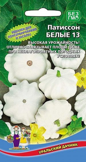 Патиссон Белые 13 (УД) (кустовой, массой 200-500 г, мякоть белая, плотная, сочная))