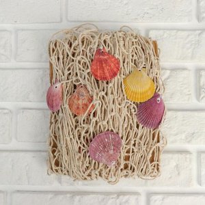 Декоративная сетка настенная «Белая с ракушками и буйками», 110x150 см