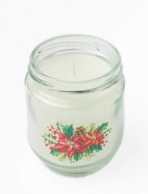Свеча ароматизированная Hutton Floox, 6,5х6,5х8 см, цв.белый, комб.мат-лы, вес 110 гр, аромат "свежий персик", в стеклянной банке
