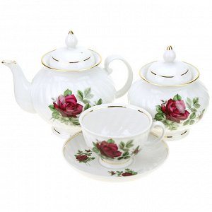 Сервиз чайный фарфоровый "Черная роза" 14 предметов на 6 персон, форма "Голубая роза" (Россия)