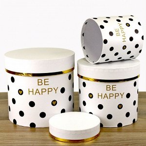 Набор подарочных коробок ЦИЛИНДР 3в1 "Be happy горох"