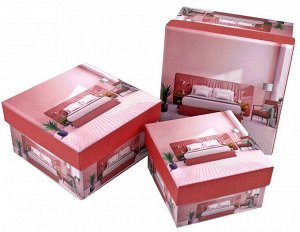 Набор подарочных коробок КВАДРАТ 3в1 "Интерьер розовый"