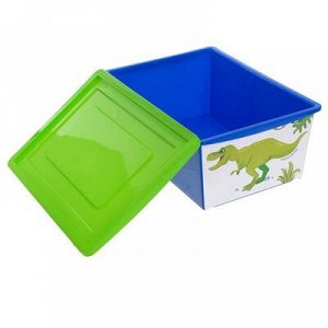 Ящик универсальный для хранения с крышкой «Дино», объём 30 л, цвет синий