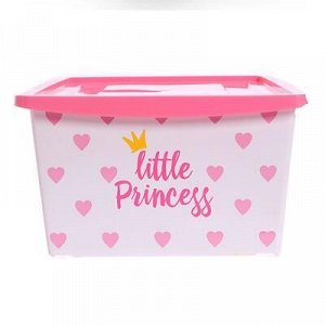Ящик универсальный для хранения с крышкой «Принцесса», объём 30 л, цвет белый