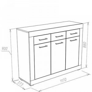 Комод Монтана КД120, 1170х373х880, Atelier/Белый глянец