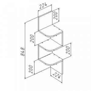 Полка угловая ЛОФТ, 225х225х850, Белый