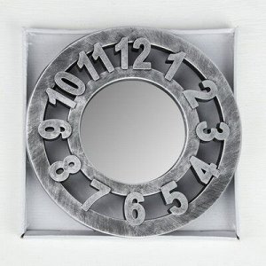 Зеркало настенное «Часы», d зеркальной поверхности 12 см, цвет «состаренное серебро»