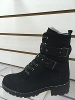 Ботинки зимние женские, черный нубук