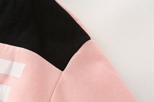 Женская утепленная толстовка, с надписями, цвет черный/розовый
