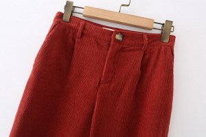 Женские вельветовые брюки, цвет красный кирпич