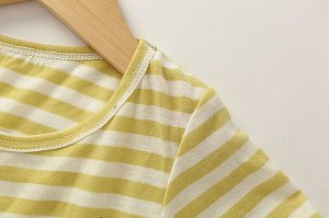 Детская футболка в полоску, цвет желтый/белый