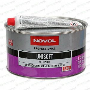 Шпатлевка Novol Professional Unisoft Soft Putty мягкая, (+отвердитель Betox-50PC), для различных поверхностей, банка 1.755кг + туба 45г, арт. 1155