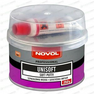 Шпатлевка Novol Professional Unisoft Soft Putty мягкая, (+отвердитель Betox-50PC), для различных поверхностей, банка 242г + туба 8г, арт. 1150