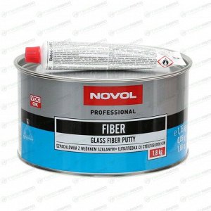 Шпатлевка Novol Professional Glass Fiber Putty со стекловолокном (+отвердитель Betox-50PC), для различных поверхностей, банка 1.750кг + туба 50г, арт. 1225