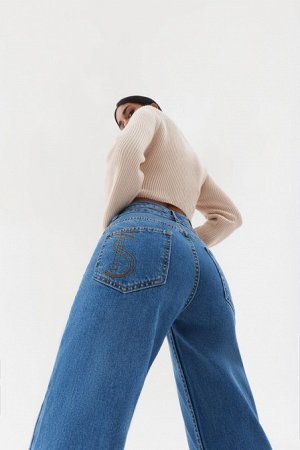 Прямые джинсы из 100% хлопка с декоративным поясом TOPTOP STUDIO
