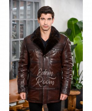 Коричневая зимняя кожаная курткаАртикул: I-83280-85-KR
