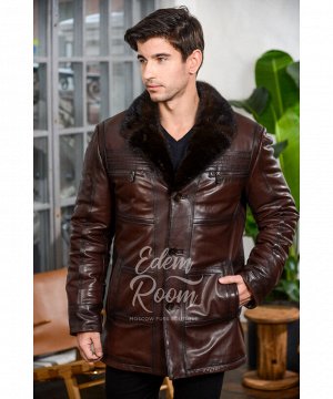 Коричневая зимняя кожаная курткаАртикул: I-83280-85-KR