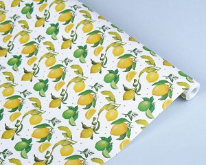 Подарочная крафт бумага в рулоне "Лимоны"