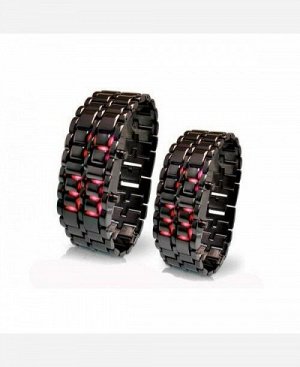 LED-часы "Самурай" Черный браслет, красные диоды 903457