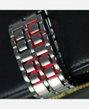 LED-часы "Самурай" Черный браслет, красные диоды 903457