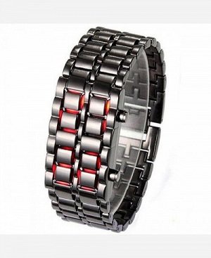 LED-часы "Самурай" Черный браслет, красные диоды 903457