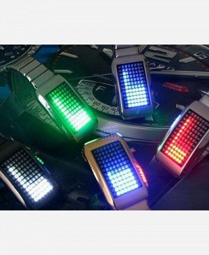 LED часы-браслет "Intercrew ODM" 72 светодиода . Серебрянный ремешок, синие диоды. 903168
