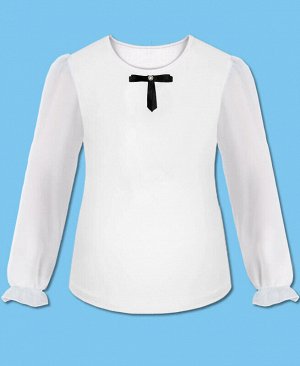 Белый джемпер блузка с бантом для школьницы Цвет: белый
