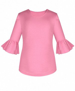 Розовый джемпер (блузка) для девочки с воланами. Цвет: розовый