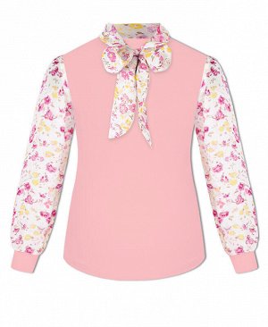 Джемпер (блузка) с галстуком для девочки Цвет: розовый