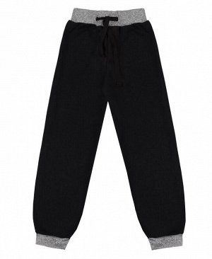 Спортивные чёрные брюки для мальчика с поясом и манжетами Цвет: черный