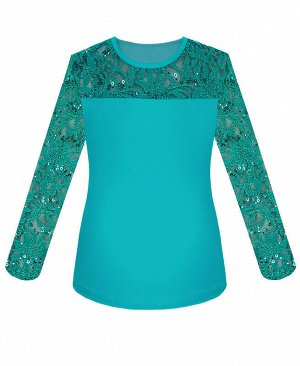 Бирюзовая блузка для девочки Цвет: бирюзовый