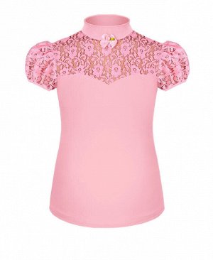 Школьная водолазка (блузка) для девочки приталенного силуэта Цвет: розовый