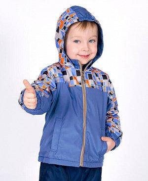 Голубая ветровка для мальчика Цвет: серый+голубой