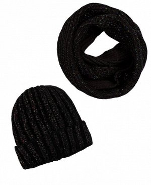 Комплект для девочки (шапка + снуд) Цвет: черный