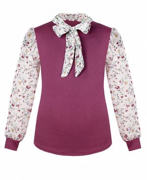 Джемпер (блузка) для девочки с шифоном Цвет: Бордовый
