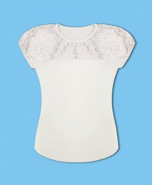 Молочная школьная футболка (блузка) для девочки Цвет: молочный