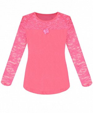 Розовая блузка с гипюром для девочки Цвет: розовый