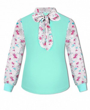 Блузка для девочки с шифоном Цвет: ментоловый