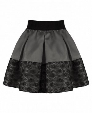 Нарядная юбка для девочки с гипюром Цвет: серый
