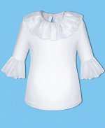 Белый школьный джемпер (блузка) для девочки Цвет: белый